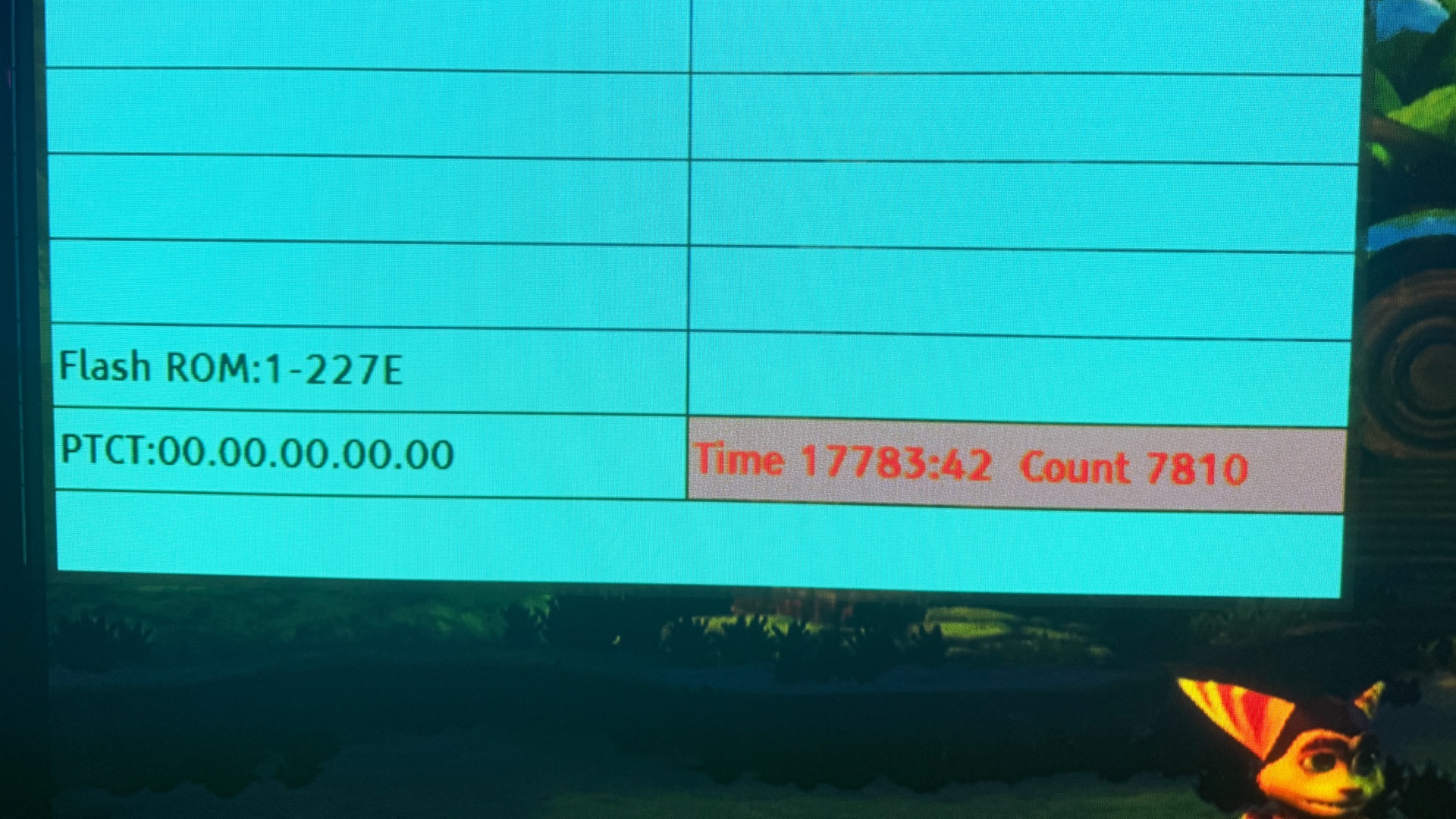 Photo of the service menu